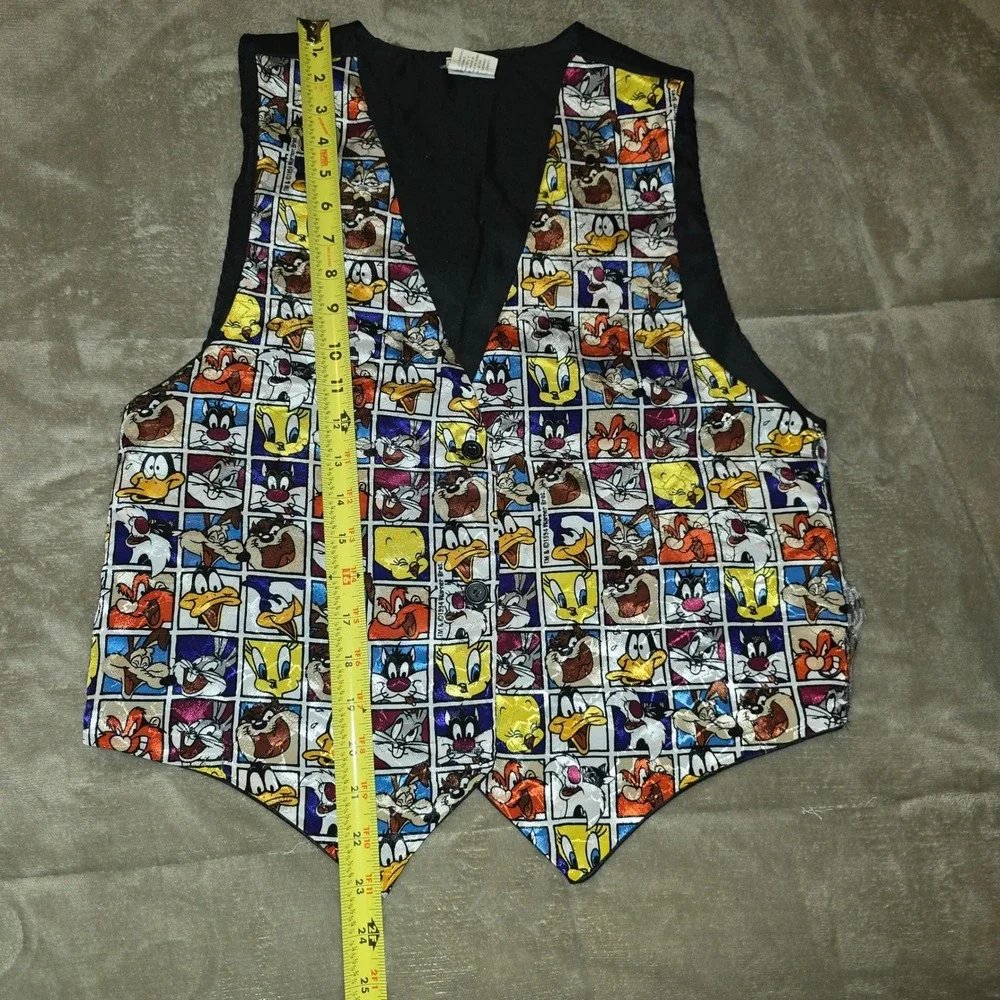 Looney Tunes Brand vest waistcoat Sleeveless VTG 1994 Warner Bros Polyester Prom